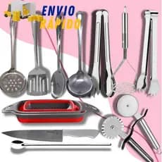 Jogo 12 Peças De Utensílios Completo Em Aço Inox Conjunto Cozinha Talheres Kit Para Almoço Jantar