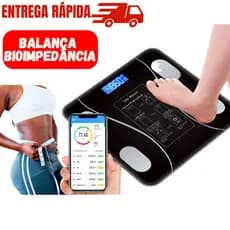 Balança Digital Corporal Bioimpedância Bluetooth Inteligente 12 Funções Imc Gordura Até 180kg