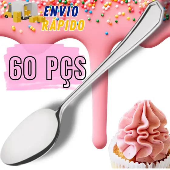 Jogo 60 Colheres Sobremesa Talheres Em Inox Conjunto Para Doces Bolo Kit Completo Restaurante Hotel