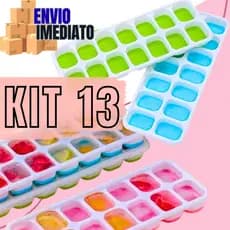 Kit 13 Formas Para Gelo Quadrado Fácil Desenformar Fundo De Silicone Colorido Cubo Quadrado Suco