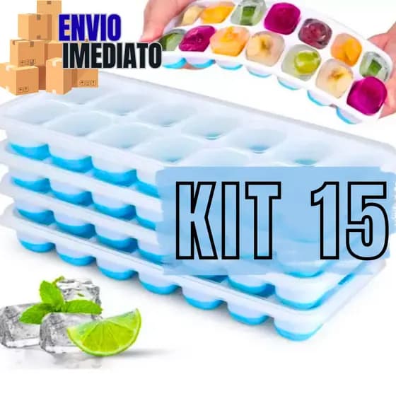 Kit 15 Forminhas De Gelo Coloridas Fácil Desenformar Fundo De Silicone Suco Forma Cubo Quadrado