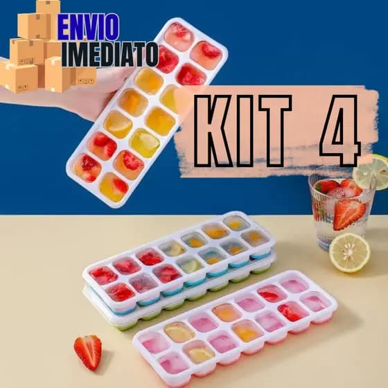 Kit 4 Formas De Gelo Suco Papinha Refresco Fundo De Silicone Colorida Fácil Desenformar Forminha