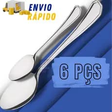 Kit 6 Peças Colher De Sobremesa + Colher De Mesa Conjunto Completo Aço Inox Jogo Talheres Doce Arroz