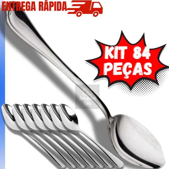 Kit Jogo 84 Colheres Mesa Em Aço Inox Conjunto Para Jantar Almoço Restaurante Hotel Premium Original