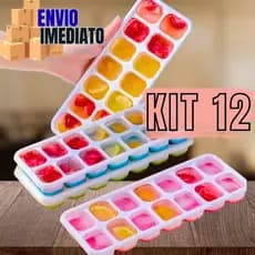 Kit 12 Forma De Gelo Quadrada Fácil Desenformar Fundo De Silicone Papinha Frutas Suco Forminha Cubo