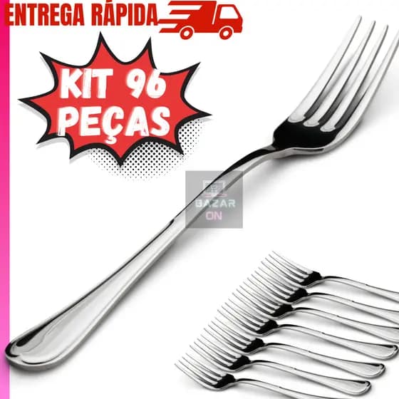 Kit Jogo 96 Garfos Mesa Em Aço Inox Conjunto Para Jantar Almoço Restaurante Hotel Premium Original