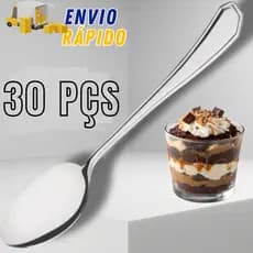 Jogo Com 30 Colheres De Sobremesa Em Aço Inox Conjunto Completo Restaurante Kit Bolo Doce Gelatina