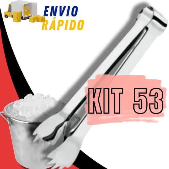 Kit Com 53 Pegadores de Gelo Aço Inox com Garra Aço Inox Balde de Gelo Multiuso Drinks Bar Conjunto