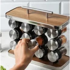 Conjunto Porta Temperos 16 Potes Organizador Condimento Frascos Conserva Vasilha Recipiente