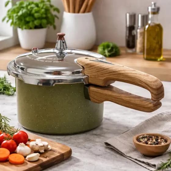 Panela Pressão Cabo Madeira Cozinhar Carne Feijão Preparo Refeições Cozinha Fazer Fritar
