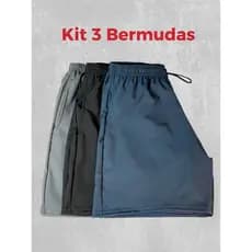 Kit 3 Bermudas tactel elastic flexíveis leve Short esportiva corrida academia banho praia treino 3