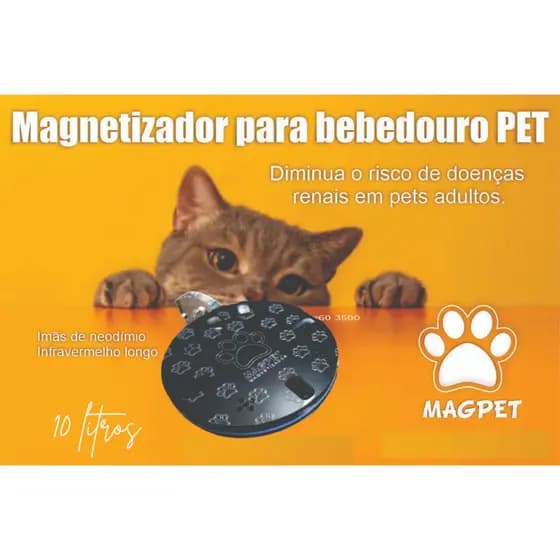 Aparelho magnetizador MAGPET para bebedouros PET cães e gatos com imãs de neodímio e infra vermelho longo bebedouro