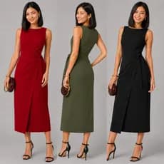 Vestido Feminino Amarração Lateral Alfaiataria Midi Possuí Zíper Social Elegante PMG Look Verão Moda Mulher Evangélica