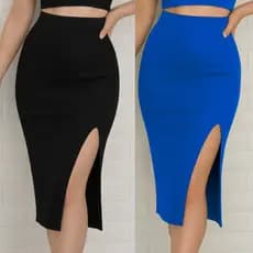 Saia Feminina com Fenda Tecido Anarruga Colada Moda Estilo Moda Mulher Verão Lançamento