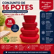 Kit 16 Potes Cozinha Herméticos BPA FREE para Armazenamento de Alimentos Freezer