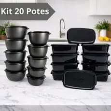 Kit 20 Potes Para Armazenagem de Alimentos 10 Marmitas + 10 Bowls
