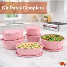 Kit Potes Multiuso com Tampa | Organizador de Cozinha Completo | Resistente e Empilhável