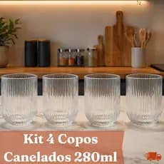 Kit 4 Copos de Vidro 280ml – Estilo Sofisticado e Premium para Cozinha e Mesa Posta