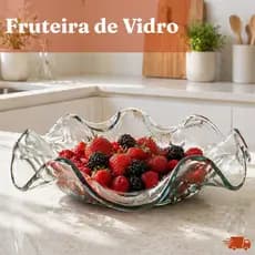 Fruteira Decorativa de Vidro Resistente – Ideal para Frutas, Mesa Posta e Cozinha Clean