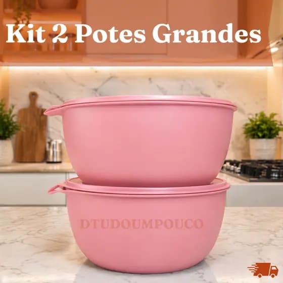 Kit 2 Potes Plásticos 5,8L com Tampa Perfeito para Organizar e Armazenar