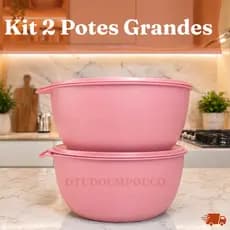 Kit 2 Potes Plásticos 5,8L com Tampa Perfeito para Organizar e Armazenar