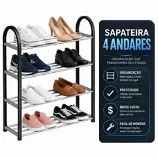 Sapateira 4 Andares Fácil de Montar Organizadores Closet Quarto