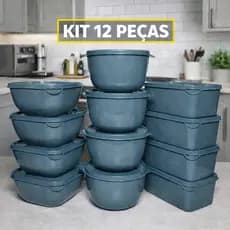 Kit 12 Potes Tamanhos Variados Marmita Armazenamento de Alimentos