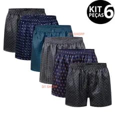 Kit com 6 Samba Canção Masculino - Short de Dormir - Cueca - Pijama Masculino