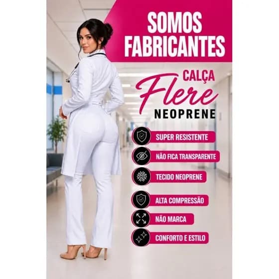 Calça bailarina flare branca e preta -enfermagem