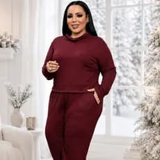 Conjunto Feminino Plus Size Inverno Manga Longa e Gola Alta em Malha Lanzinha Quentinho Elegante e Confortável Tendencia