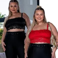 Kit 2 Top Feminino Plus Size em Renda Elengante e Confortável com Ajuste Promoção
