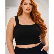 Top Cropped Feminino Plus Size em Suplex Reforçado com Alças Larga Sustentação Top Faixa Básica Colorida Tendência Verão
