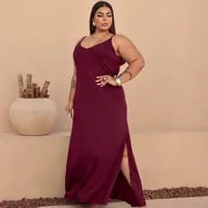 Vestido Longo Plus Size Soltinho Alcinha Verão Feminino Curve Moderno, Elegante e Confortável Roupa Plus Moda Curve