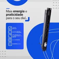 Regua Rack 19" Filtro Linha Disjuntor Voltimetro 20A 6 Tomadas Painel Proteção Curtos
