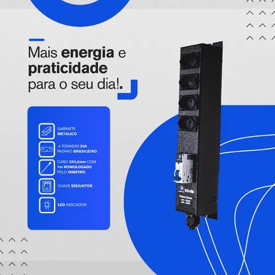 Filtro Tomada Régua 4 Tomadas com Disjuntor 20a Led Curtos Microondas Ferro Panela Eletrica