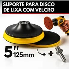 Base Suporte Para Disco De Lixa Com Velcro 125mm 5'' Lixadeira Furadeira Esmerilhadeira Politriz Vem Com Adaptador M14