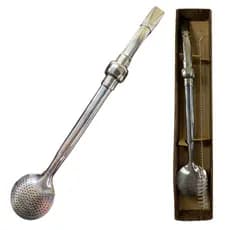 Bomba Chimarrão Inox 304 24cm Bojo com Rosca Purinox 10 anos de Garantia