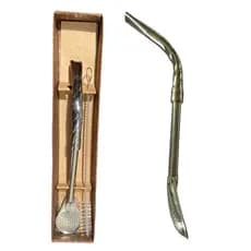 Bomba Para Chimarrão em Inox Premium 21cm Curvada Especial Para Viagem