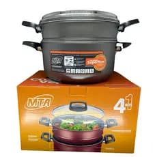 Panela de Cozimento a Vapor Antiaderente Cozivapor 3,2 litros 3 em 1 Com Tampa de Vidro MTA