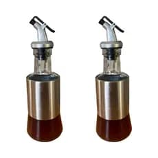 Galheteiro 200ml  vidro e inox com Bico Dosador para Azeite Óleo