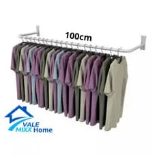Arara De Parede Cabideiro Closet Quarto Loja - Reta Branca 100CM