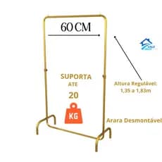 Arara Desfile 60cm para Roupas Reforçada Altura Regulável - Varias cores