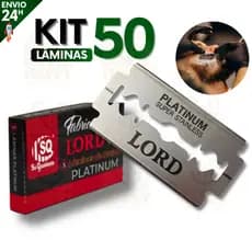 Kit 50 Lâminas Lord Platinum Para Barbeiros Profissional | Gillette Egípcia Aço Inox Durável