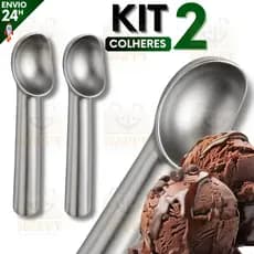 Kit 2 Colher Para Sorvete Profissional em Alumínio Fundido Ideal para Sorveteria e Cozinha