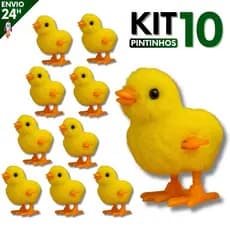 Kit 10 Pintinho Amarelinho de Pelúcia com Corda Brinquedo Educativo Infantil