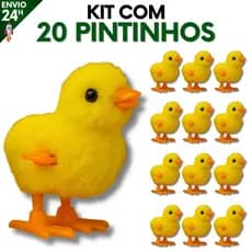 Kit 20 Pintinho Amarelinho com Corda Brinquedo de Pelúcia Infantil Colorido Divertido