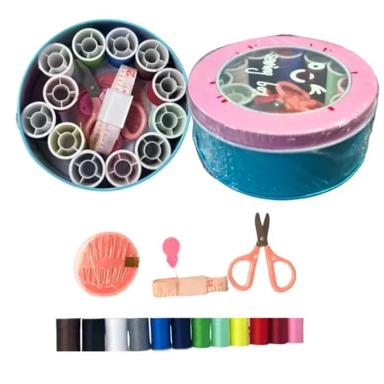Kit Costura Completo 31 Peças com Linhas Coloridas Agulhas Tesoura e Caixa Organizadora Portátil