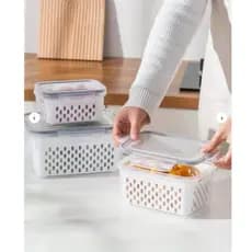 Kit 3 Potes Organizadores Geladeira Organizador Frutas Alimentos Vegetais Cozinha Moderna