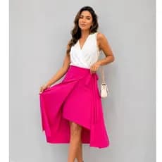 Saia Midi Envelope Feminina em Tecido Marrant