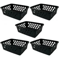 Kit 5 Cestos Organizador Multiuso Médio Empilhável Armário Gaveta Lavanderia 20x16x6